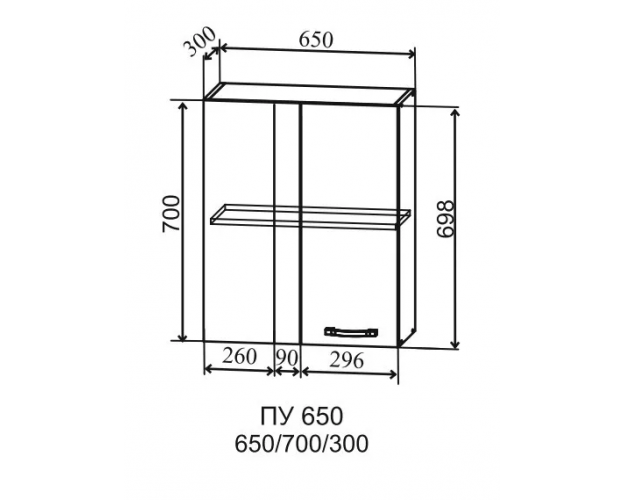 Шкаф угловой верхний Скала ПУ 650 (Гранит Грей/Серый/правый)