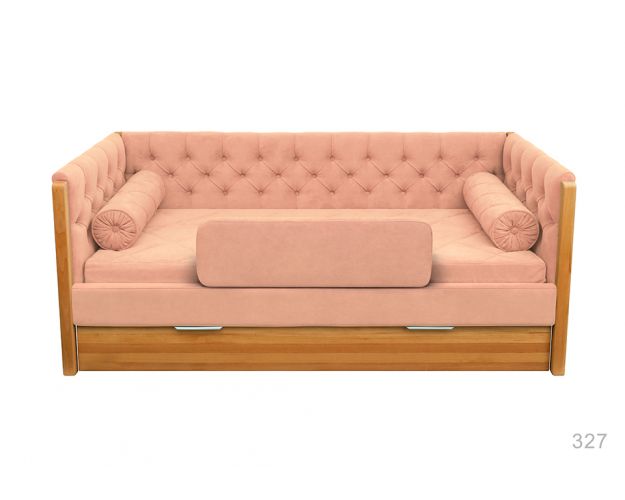 Кровать 180 серии Леди + ящик 15 Бледно-розовый (мягкий бортик/подушка валик)