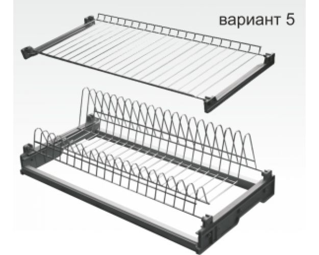 Посудосушитель 2-х ярусный 700мм, с 2-мя поддонами, с рамой, хром