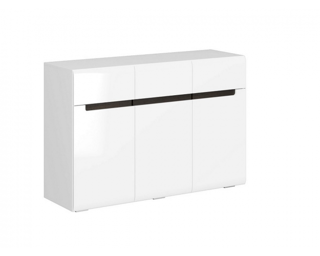 Комод комбинированный Стокгольм белый / венге / белый глянец