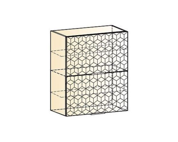 Стоун Шкаф навесной L800 Н900 (2 дв. гл.гориз.) с фрезеровкой (белый/грей софттач)