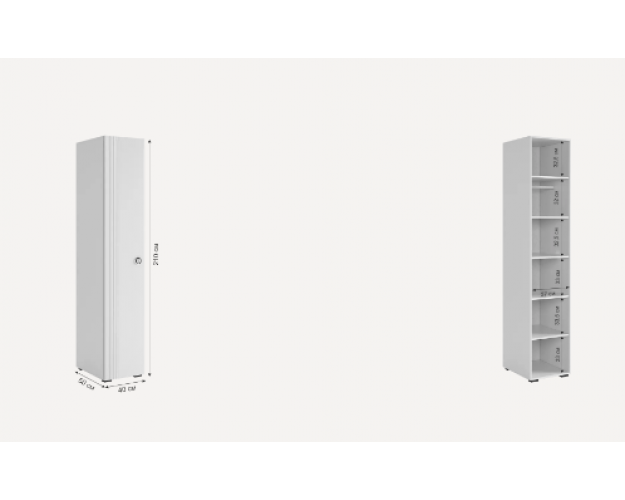 Шкаф однодверный 101.01 Ева белое дерево / белый матовый		