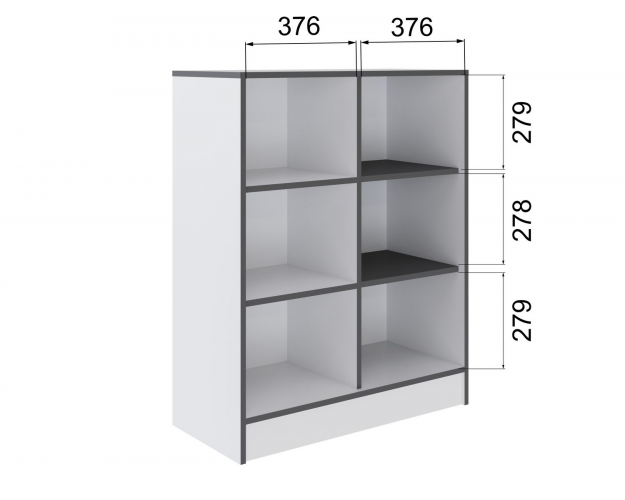 Стеллаж малый Тэбби белый / графит серый
