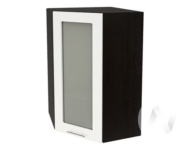 Угловой шкаф со стеклом Валерия-М ШВУС-599 (Белый глянец/Венге/верхний/высокий)