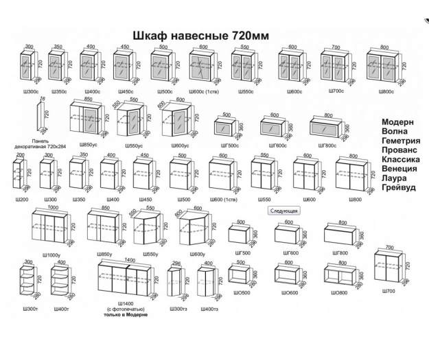 Модульная кухня Грейвуд Шато мята