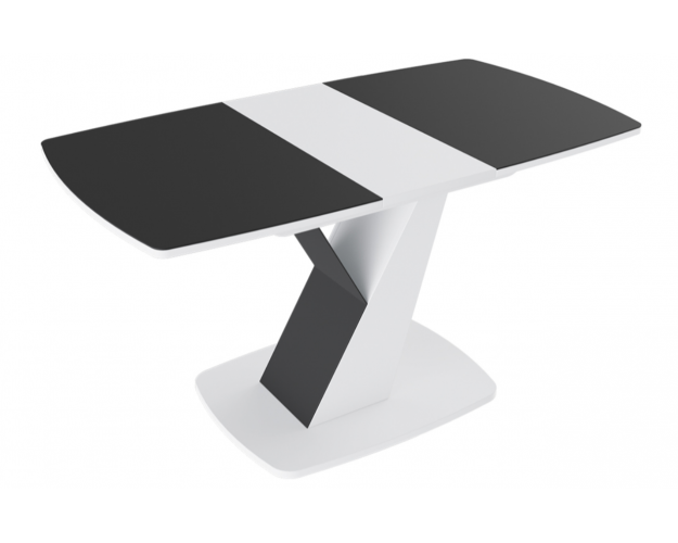 Стол обеденный «Гарда» Тип 1 (Белый/Стекло матовое черный графит)