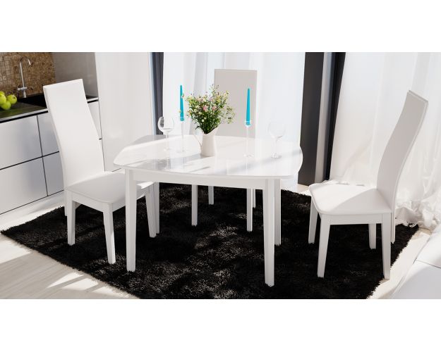 Стол обеденный «Портофино» (Белый глянец/Стекло белое)