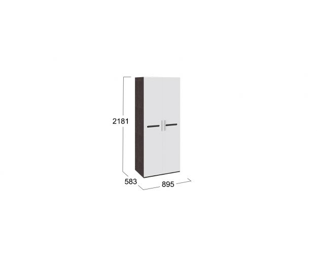 Шкаф для одежды с 2-мя дверями «Фьюжн» Белый глянец/Венге Линум